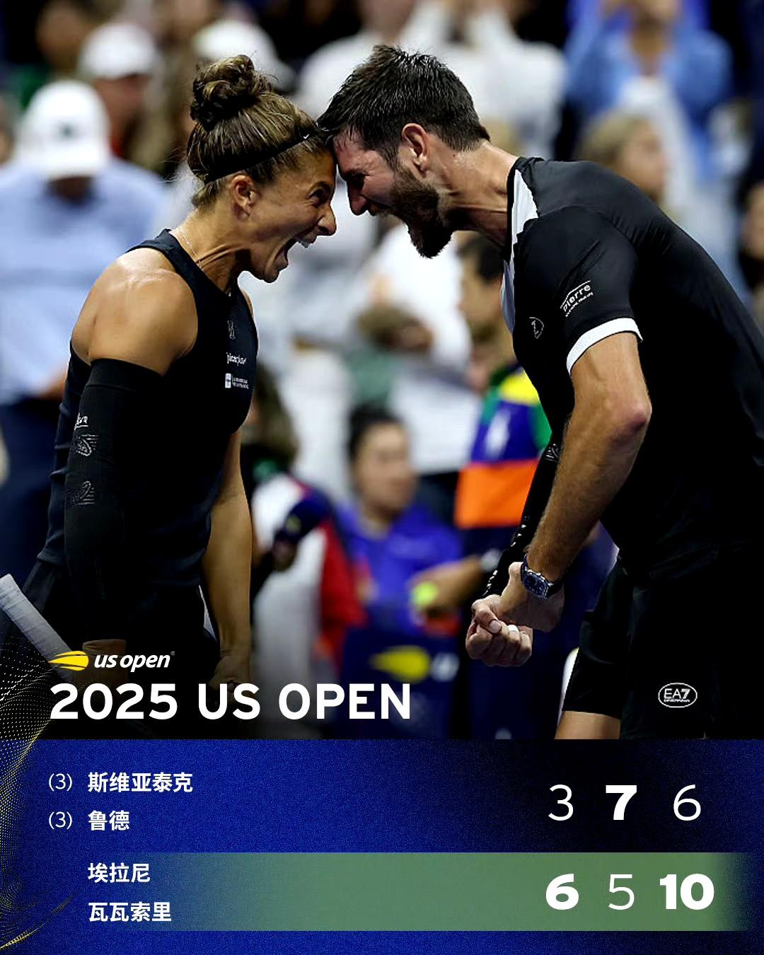 网球混双组合逆袭，晋级四强